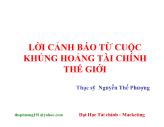 Lời cảnh báo từ cuộc khủng hoảng tài chính thế giới