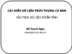 Bài giảng Cấu trúc dữ liệu và Giải thuật - Chương 7: Cấu trúc dữ liệu tuyến tính - Đỗ Thanh Nghị