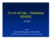 Bài giảng Cơ sở dữ liệu (Database) - Chương 3: Ngôn ngữ định nghĩa và thao tác dữ liệu (P1) - Vũ Hải