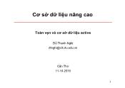 Bài giảng Cơ sở dữ liệu nâng cao - Chương 2: Toàn vẹn và cơ sở dữ liệu active - Đỗ Thanh Nghị