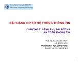 Bài giảng Cơ sở hệ thống thông tin - Chương 7: Lãng phí, sai sót và an toàn thông tin - Hà Quang Thụy