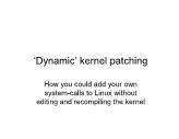 Advanced Systems Programming - Lesson 27: ‘Dynamic’ kernel patching