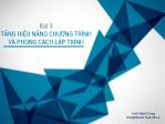 Bài giảng Kỹ thuật lập trình - Chương 3: Tăng hiệu năng chương trình và phong cách lập trình - Trịnh Thành Trung