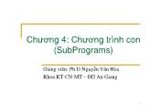 Bài giảng Nguyên lý ngôn ngữ lập trình - Chương 4: Chương trình con (SubPrograms) - Nguyễn Văn Hòa