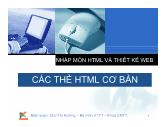 Bài giảng Nhập môn HTML và thiết kế Web - Các thể HTML cơ bản - Chu Thị Hường