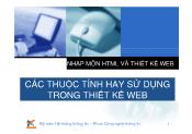 Bài giảng Nhập môn HTML và thiết kế Web - Các thuộc tính hay sử dụng trong thiết kế Web - Chu Thị Hường