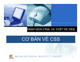 Bài giảng Nhập môn HTML và thiết kế Web - Cơ bản về CSS - Chu Thị Hường