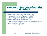 Các lý thuyết cơ bản về quản lý - Chương 2: Các ký thuyết cơ bản về quản lý