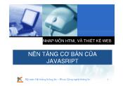 Nhập môn HTML và thiết kế Web - Nền tảng cơ bản của JavaScript