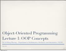 Object-Oriented Programming - Lecture 1: OOP Concepts - Lê Hồng Phương