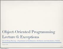 Object-Oriented Programming - Lecture 6: Exceptions - Lê Hồng Phương