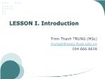 Object Oriented Programming - Lesson 1: Introduction - Trinh Thanh Trung