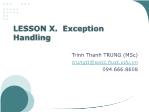 Object Oriented Programming - Lesson 10: Exception Handling - Trinh Thanh Trung