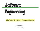 Software Engineering - Lecture 7: Object Oriented Design