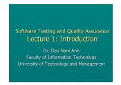 Software Testing and Quality Assurance - Lecture 1: Introduction - Đào Nam Anh