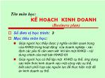 Bài giảng Kế hoạch kinh doanh - Chương 1: Tổng quan về kế hoạch kinh doanh