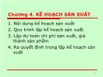 Bài giảng Kế hoạch kinh doanh - Chương 4: Kế hoạch sản xuất