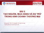 Bài giảng Quản trị kinh doanh thương mại - Bài 5: Tạo nguồn, mua hàng và dự trữ trong kinh doanh thương mại - Nguyễn Thị Xuân Hương