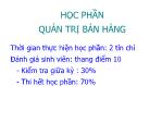 Bài giảng Quảng trị bán hàng - Chương 1: Khái quát về quản trị bán hàng