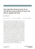 Các hiệp định thương mại tự do và vấn đề tận dụng ưu đãi thuế quan của doanh nghiệp Việt Nam