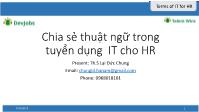 Chia sẻ thuật ngữ trong tuyển dụng IT cho HR - Lại Đức Chung