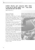 Chỉnh trang quy hoạch kiến trúc cảnh quan kênh Nhiêu Lộc - Thị Nghè thành phố Hồ Chí Minh