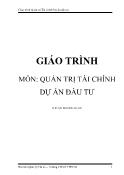 Giáo trình môn Quản trị tài chính dự án đầu tư