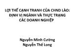 Lợi thế cạnh tranh của CHND Lào: Định vị ngành và thực trạng các doanh nghiệp