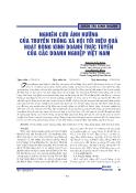 Nghiên cứu ảnh hưởng của truyền thông xã hội tới hiệu quả hoạt động kinh doanh trực tuyến của các doanh nghiệp Việt Nam