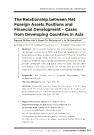 The Relationship between Net Foreign Assets Positions and Financial Development – Cases from Developing Countries in Asia