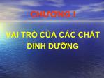 Bài giảng Dinh dưỡng động vật - Chương 1: Vai trò của các chất dinh dưỡng