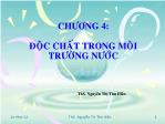 Bài giảng Độc học môi trường - Chương 4: Độc chất trong môi trường nước - Nguyễn Thị Thu Hiền