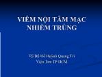Bài giảng Viêm nội tâm mạc nhiễm trùng - Hồ Huỳnh Quang Trí