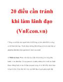 20 Điều cần tránh khi làm lãnh đạo