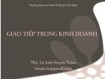 Bài giảng Giao tiếp trong kinh doanh - Chương 1: Khái quát chung về giao tiếp kinh doanh