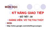 Bài giảng Kỹ năng giao tiếp - Chương 1: Khái quát chung về giao tiếp - Võ Thị Thu Thủy