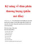 Kỹ năng về đàm phán thương lượng (Phần mở đầu)