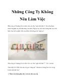 Những công ty không nên làm việc