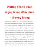 Những yếu tố quan trọng trong đàm phán - thương lượng