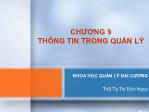 Bài giảng Khoa học quản lý đại cương - Chương 9: Thông tin trong quản lý - Tạ Thị Bích Ngọc