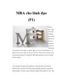 MBA cho lãnh đạo (Phần 1)