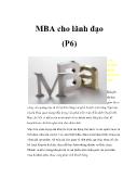 MBA cho lãnh đạo (Phần 6)