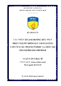 Luận văn Các nhân tố ảnh hưởng đến phát triển nguồn nhân lực chất lượng cao của các doanh nghiệp da giày tại Thành phố Hồ Chí Minh