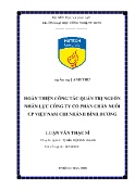 Luận văn Hoàn thiện công tác quản trị nguồn nhân lực tại Công ty Cổ phần Chăn nuôi C.P Việt Nam Chi nhánh Bình Dương