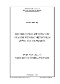 Luận văn Một số lỗi phát âm Tiếng Việt của sinh viên học viện sư phạm Quảng Tây Trung Quốc