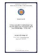 Luận văn Nâng cao chất lượng đào tạo nguồn nhân lực ngành du lịch tại tỉnh Bà Rịa – Vũng Tàu