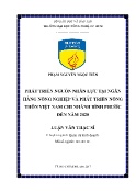 Luận văn Phát triển nguồn nhân lực tại Ngân hàng Nông Nghiệp Và Phát Triển Nông Thôn Việt Nam Chi nhánh Bình Phước đến năm 2020